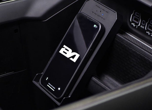 Phone on a Boost Auto wireless charger