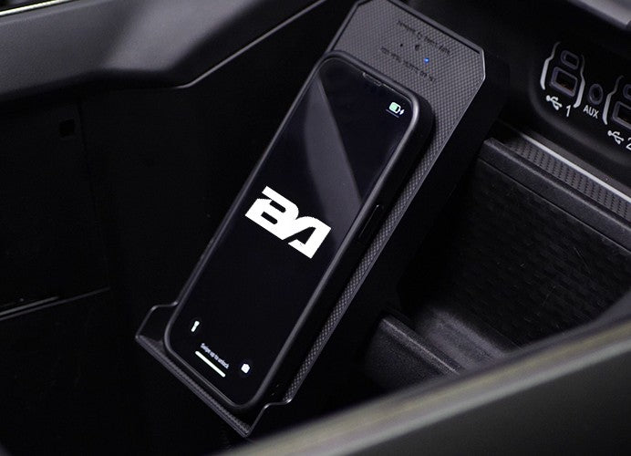 Phone on a Boost Auto wireless charger